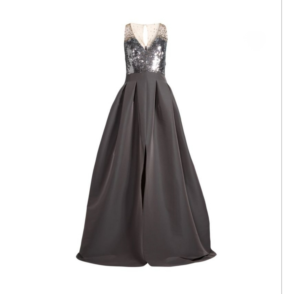 Size 2 Sachin & Babi Simone Gown in Silver/Charcoal